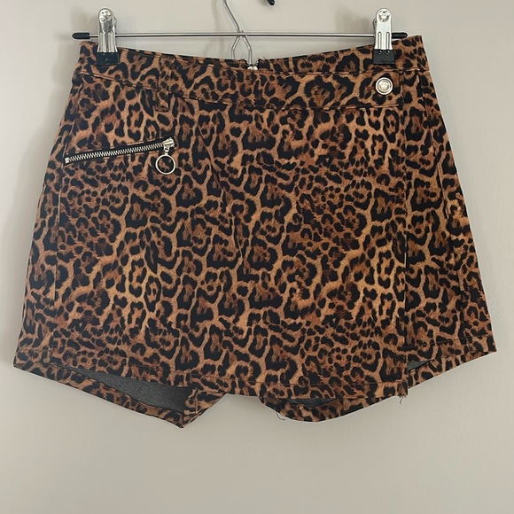 ZARA Faux Wrap Skort Leaopard Animal Print Grunge Goth Small Fall - Picture 2 of 7
